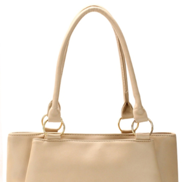 NEW Taupe Vegan Leather Handbag - Picture 5 of 8